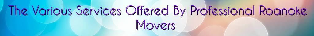 The Various Services Offered By Professional Roanoke Movers