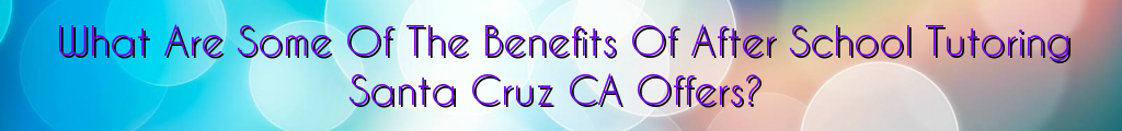 What Are Some Of The Benefits Of After School Tutoring Santa Cruz CA Offers?